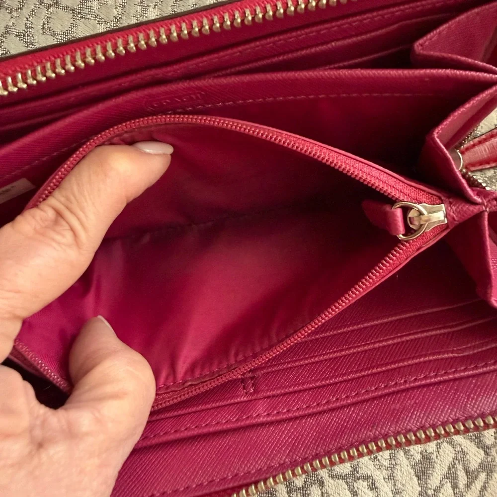 Coach Cherry Red Leather Zip Wallet - Picture 5 of 7